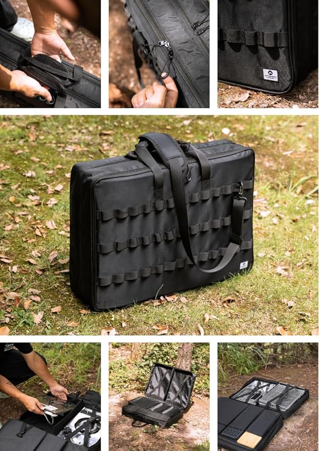 camping moon Storage Case for IGT Flat Burner Tabletop – Dual-Unit Capacity 55cm Width Black Outdoor Gear Bag BK-55