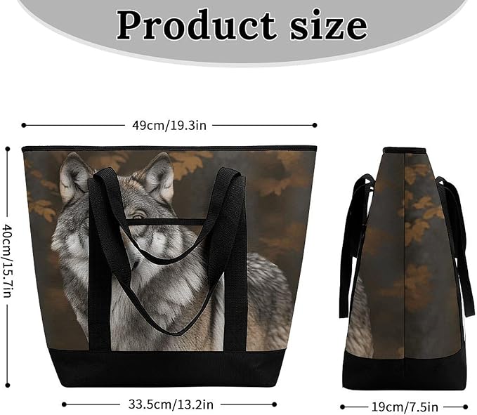 Insulated Shopping BagLarge Reusable Cooler Bags Wild Wild Gray Wolf Printed Foldable Shopping BagTravel Waterproof Shoulder Bag