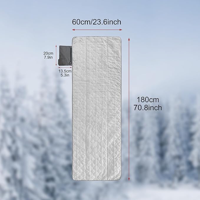 Heated Sleeping Bag Pad Heated Sleeping Bag Liner 3 Heating ZonesHeated Sleeping Bag Insert for Camping、Sofa、Chair