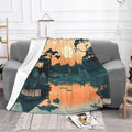 Japanese Illustration Soft Fleece Blanket 60 * 50 inch Soft Sofa Blanket Suitable for Sofa Camping Travel Night Cover Blanket