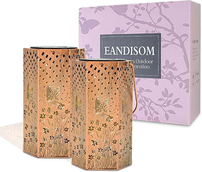 2 Pack Hummingbird Solar Lanterns Outdoor Waterproof - Mothers Day Gifts for Mom Grandma Birthday Gifts for Women Solar Lights Outdoor Garden Decor for Outside