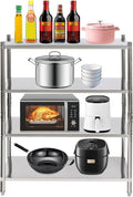 Stainless Steel Shelving 4 Tier Utility Bakers Racks Adjustable Shelf Storage Heavy Duty Shelving for Kitchen Commercial Office Garage Storage Laundry Room Organization (4-Tier 47*18.5*60in)