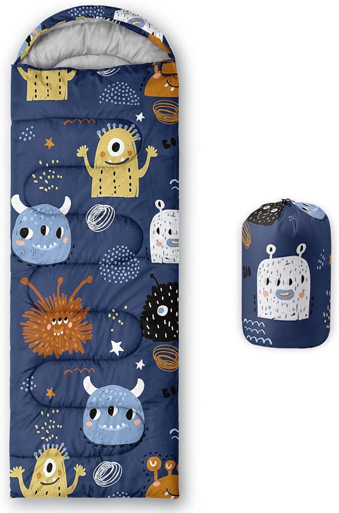 Kids Sleeping Bag for Boys GirlsCute Puppy Print-Lightweight Warm Portable Outdoor Indoor-Waterproof Cold Weather Resistant Sleeping Bag for Camping Hiking