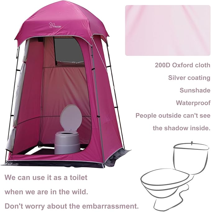 Vidalido Outdoor Camping Shower Tent Easy Setup Privacy Tent Changing Room Portable Camp Shower Tents for Camping with Floor Waterproof Privacy Shelters Camping Toilet Tent