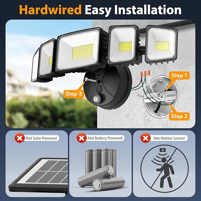 Onforu 120W 12000LM Dusk to Dawn Outdoor Lighting5 Heads Flood Lights Outdoor6500K Super Bright Automatic Outdoor LightingIP66 Waterproof Hardwired LED Security Lights for GarageYardOutside