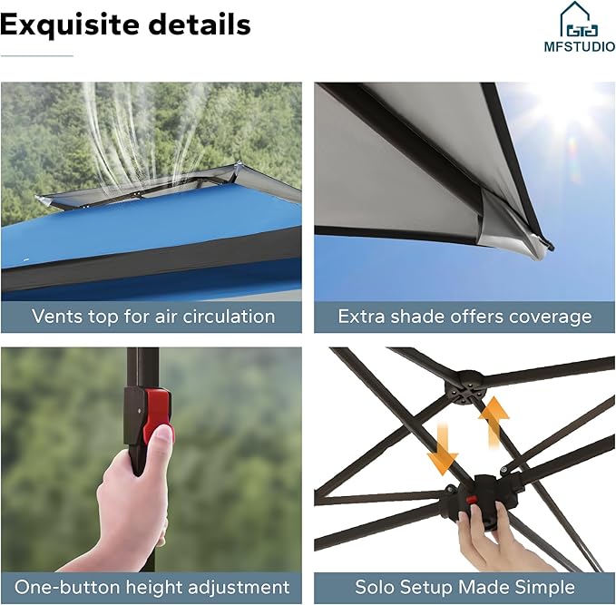 MFSTUDIO 13x13 Outdoor Pop Up Canopy TentEasy Set up Straight Leg Outdoor Canopies One Push Folding Instant Shelter Tents for BeachParty and Camping 169 Sq. Ft of Shade