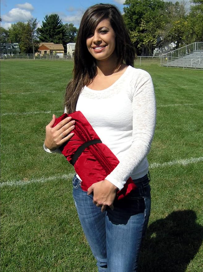 Ultimate Sports Wrap - PATENTED - The Only WEARABLE Weatherproof/Stadium/Picnic/Sports Blanket complete with Upper and Lower Zippers Lined &amp Adjustable Hood and Inside Hand Warmers 70 X 58