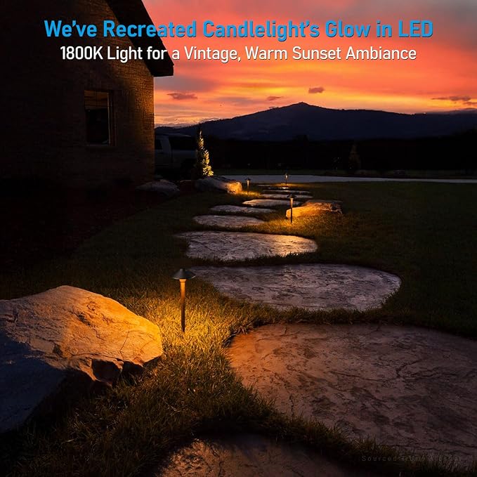 LEONLITE Update 5CCT Low Voltage Pathway Lights LED Landscape Path Lights 1800/2700/3000/4000/5000K Saucer Head 12-24V AC/DC IP65 Outdoor Walkway Light Oil Rubbed Bronze Aluminum Pack of 6