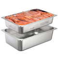 Tioncy 2 Pack Full Size Hotel Pans with Perforated Steam Pan Stainless Steel Steam Table Pan Multifunctional Food Chafing Supplies for Restaurant Kitchen(Full Size 4 Inches 6 Inches)