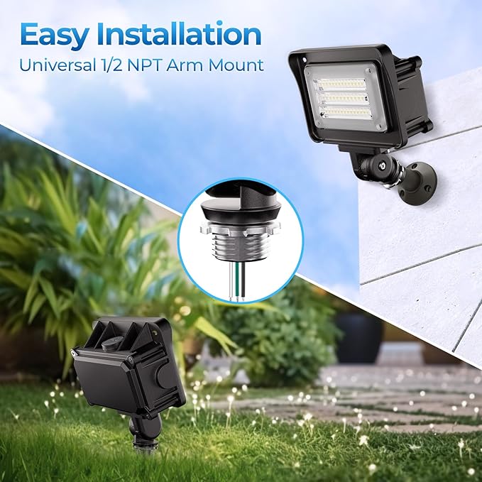 CINOTON 30W LED Flood Lights Outdoor 4200LM IP65 Waterproof Security Wall Pack Lighting Fixture with 180° Knuckle for Court Porch Patio Garage 5000K Daylight AC 100-277V 1 Pack