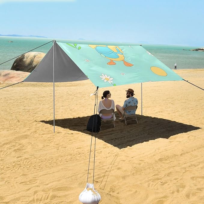 Simple Little Yellow Duck Camping Sun Shelter Beach Tent Portable Beach Sun Shade Outdoor Canopy for Camping Trips Fishing Picnic