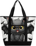 Insulated Shopping BagLarge Reusable Cooler Bags Cute Bat Printed Foldable Shopping BagTravel Waterproof Shoulder Bag