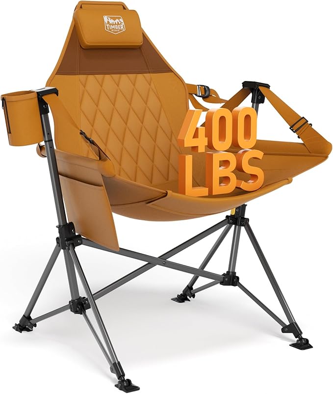 TIMBER RIDGE Hammock Camping Chair Oversized Swinging Hammock Chair with Adjustable Back and Seat for Outdoor Lawn Sports Supports 400lbs Orange