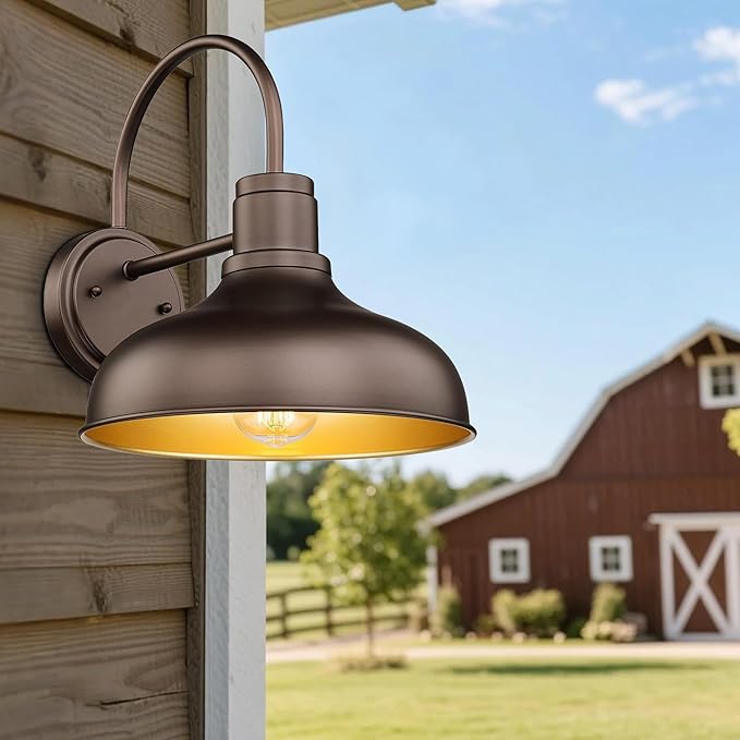 ALLGOT Outdoor Farmhouse Barn Lights Exterior Wall Mount Lights Vintage Wall Lighting Fixture Industrial Outdoor Sconce Lighting for Garage Front Door Porch Patio(Oil Rubbed Bronze 1 Pack)