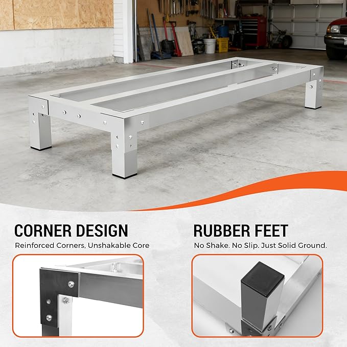 2 Pack Aluminum Dunnage Rack 48x20 Commercial Storage Rack Food Floor Rack Stand with 1.5mm Thick Aluminum Tube &amp Tool-Free Assembly for Kitchen Garage Warehouse Restaurant Vehicle