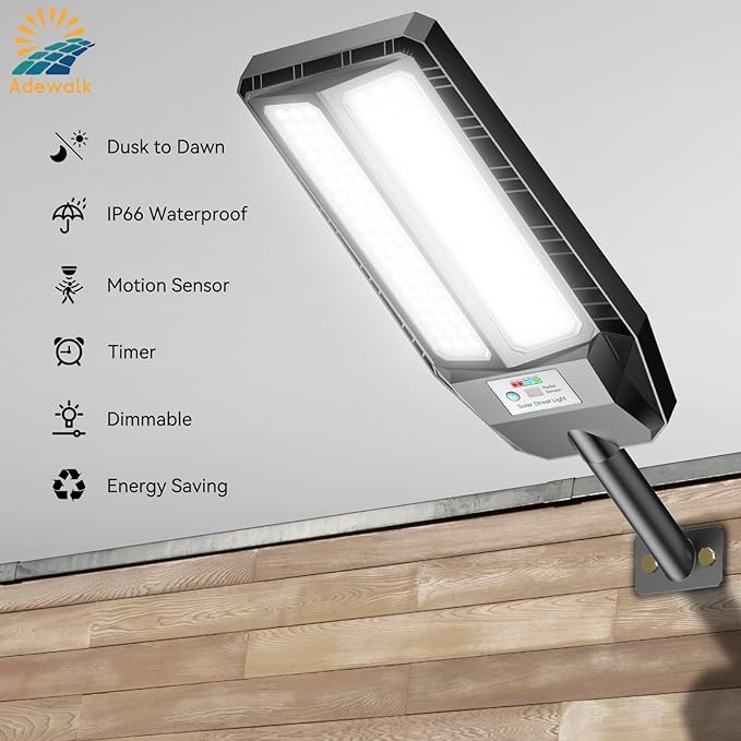 5000W Solar Lights Outdoor - 7000K LED Solar Street Lights Outdoor with Motion Sensor and Remote Control IP66 Waterproof Dusk to Dawn for Yard Patio 2 Pack