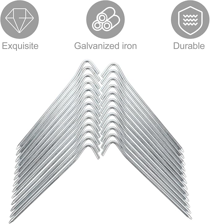 Angoily 25pcs Metal Tent Pegs Galvanized Iron Camping Stakes Outdoor Tent Nails for Ground Fixing Awning Rope Anchors Sturdy Garden Spike for Hiking and Shelter
