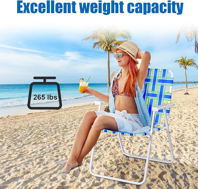 S AFSTAR Beach Chair Set of 6 Portable Folding Chairs with Stable Steel Frame &amp Comfort Armrest Load Bearing Up to 265 LBS Lightweight Lawn Chairs 6 PCS Camping Chairs for Outside Outdoor (Blu