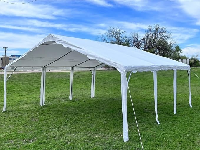 DELTA 20'x20' Budget PE Party Tent + (1) Long and (1) Short Bags Tents for Partiescarpas para FiestasHeavy Duty Upgraded Galvanized Wedding Tent Canopy Big Tents Carport Outdoor Event(B Model)