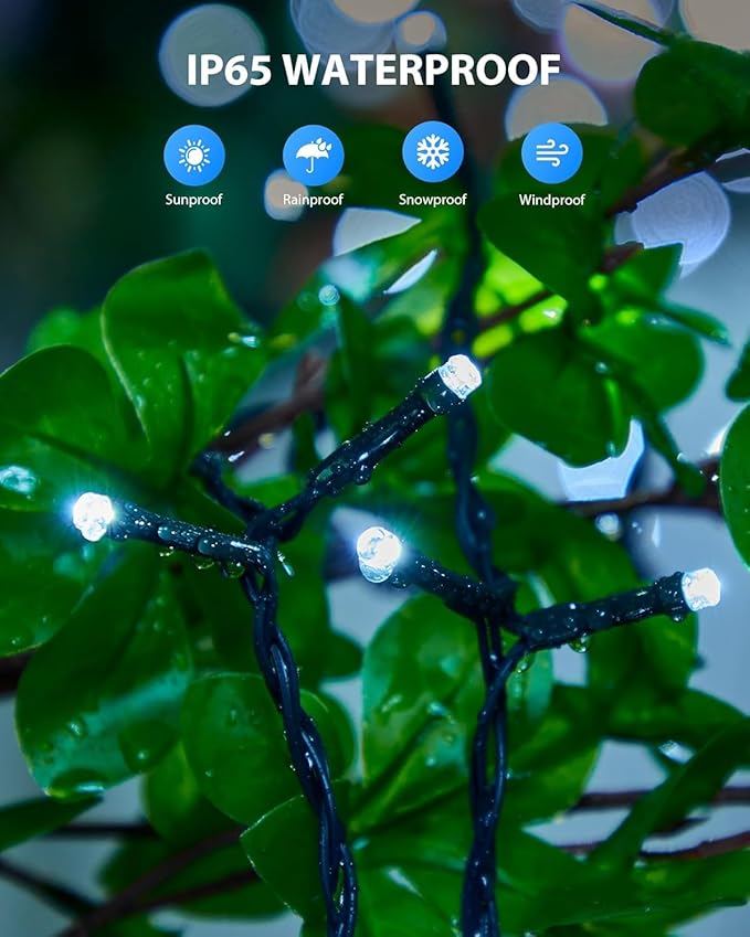Brightown 2 Pack Solar Christmas String Lights Outdoor Total 144Ft 400 LED Twinkle Fairy Lights Waterproof with 8 Modes Auto On/Off for Patio Tree Garden Party Home Wedding Decorations (Cool White)