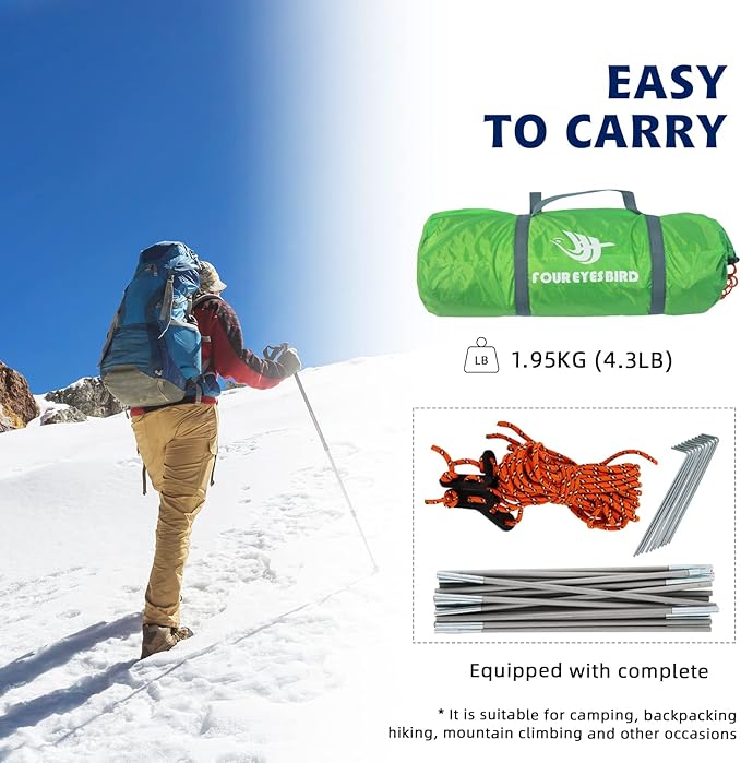 7.2 × 4 × 4 Feet Single Backpack Tent Waterproof Camping and Hiking Tent can be Used by One Person Light and Durable