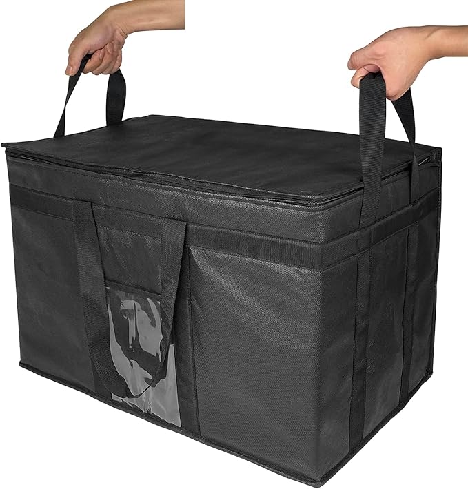 XXX-Large Insulated Grocery Delivery Cooler BagCollapsible Shopping BagsKeep Food Hot or ColdIdeal for Uber EatsInstacart23 W x 15 H x 14 D Black Color