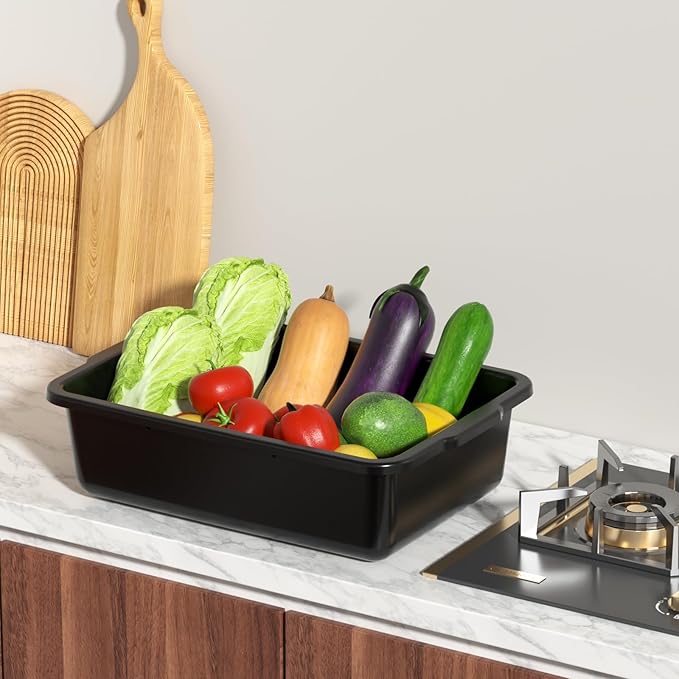 12-Pack 13 L Plastic Commercial Bus Tub Box Restaurant Dishpan Basin Black