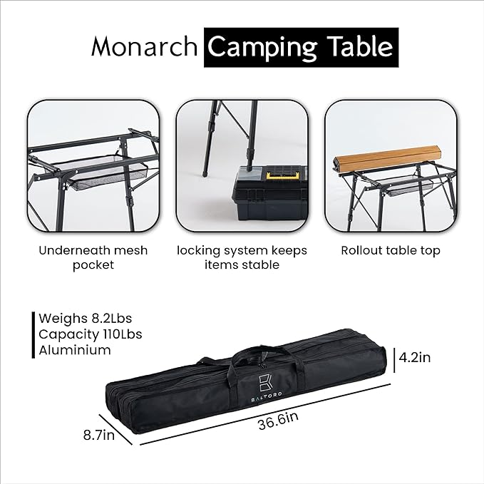 Portable Folding Table for Picnic Camping Tables that Fold up Lightweight Aluminum Folding Table with Telescopic Legs Camp Kitchen Table for Beach Trips and Outdoor Parties