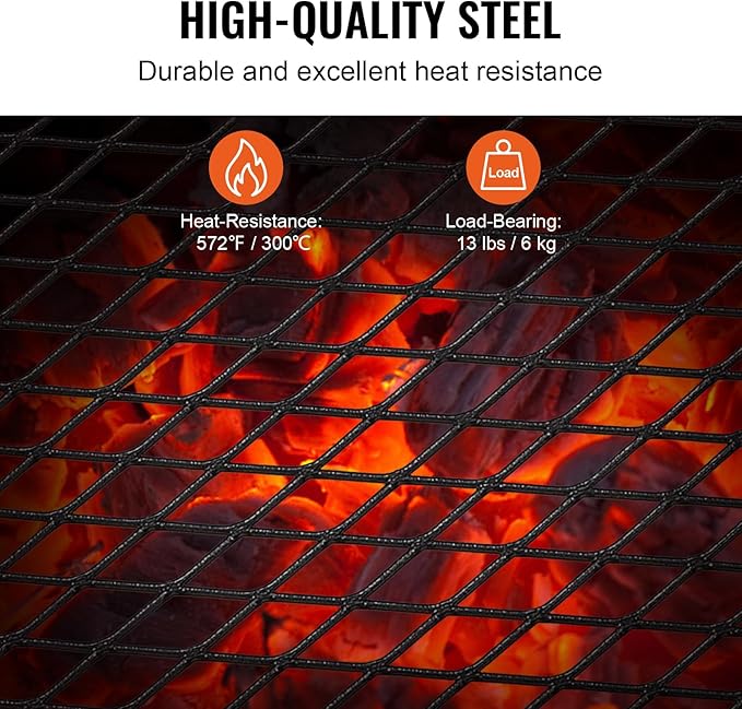 VEVOR Folding Campfire Grill 18 Portable Camping Grates Over Fire Pit Heavy Duty Steel Mesh Grate Camp Fire Cooking Equipment with Legs Carrying Bag Grilling Rack for Outdoor Open Flame Cooking