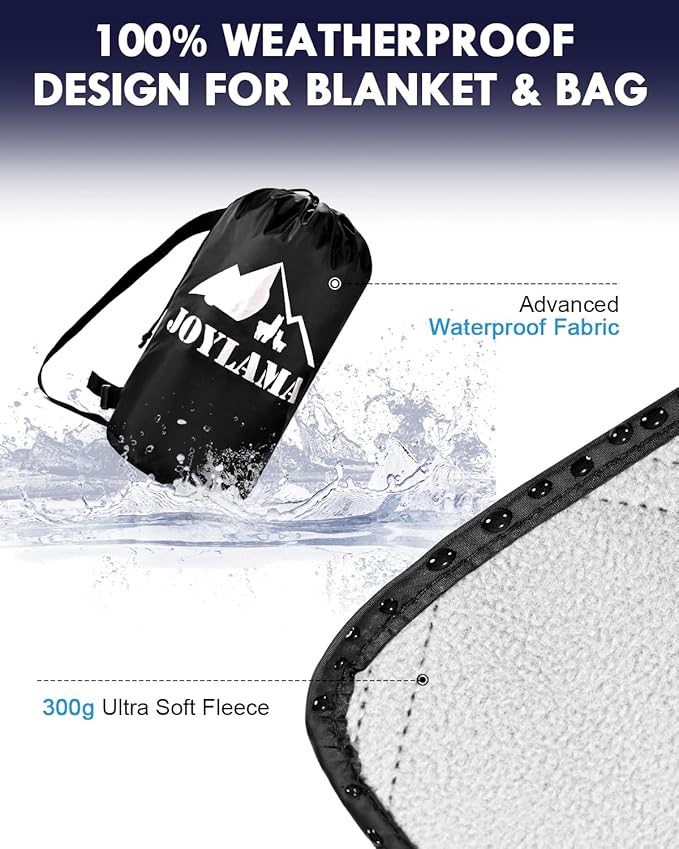 Outdoor Camping Blanket Fleece Waterproof Stadium Blanket with Portable Bag Lightweight for Cold Weather Sports Pet Beach Picnic Stadium Travel Car 79 * 54inch