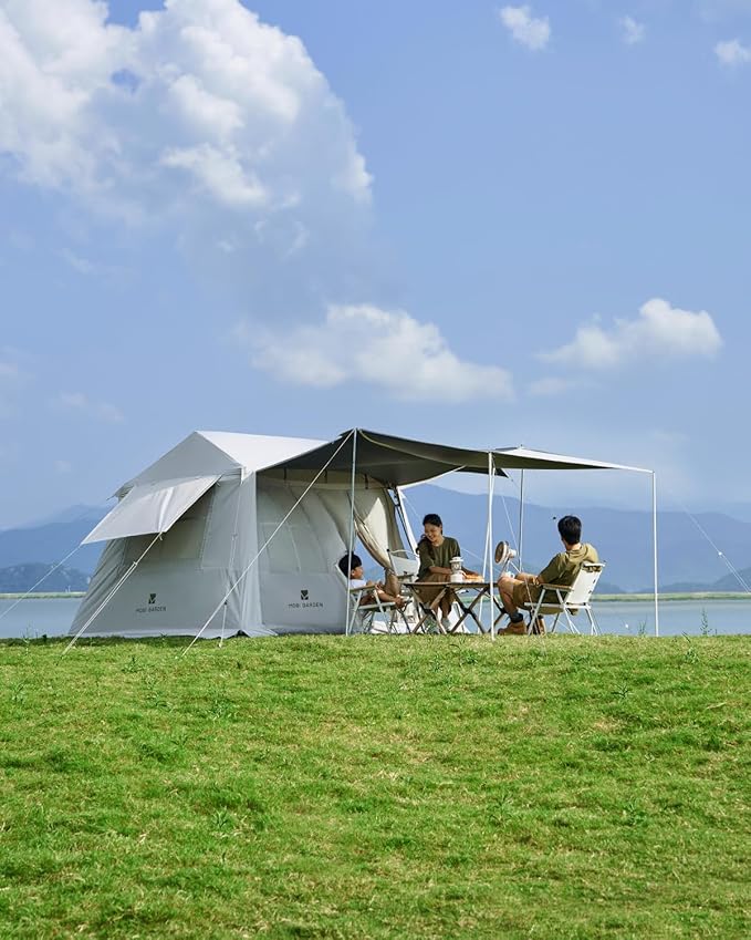 Mobi Garden Skyloft 4/8 Person Instant Tent Large Aluminum Alloy Cabin Tent Double Layer Full Rainfly Waterproof 4 Season Shelter Huge Interior with Pre-Attached Poles Air Vent &amp Carry Bag