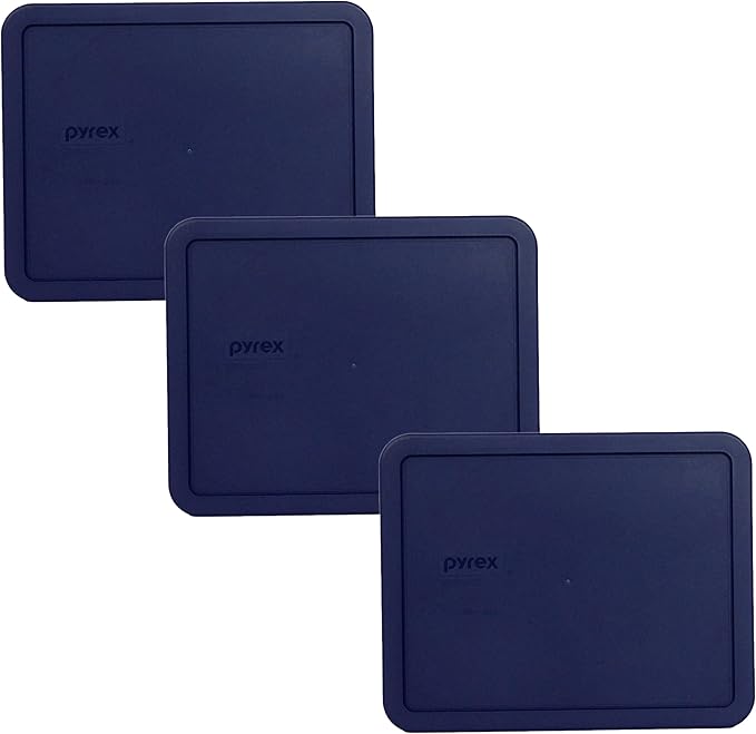 Pyrex 7212-PC 11-Cup Blue Food Storage Replacement Lid (3-Pack) - Made in USA