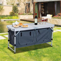 Portable Camping Table Outdoor Tables Foldable Picnic Table Lightweight Tables for OutsideCamping Kitchen Table Folding Table Foldable Picnic Table Adjustable Portable Camp Kitchen with Storage