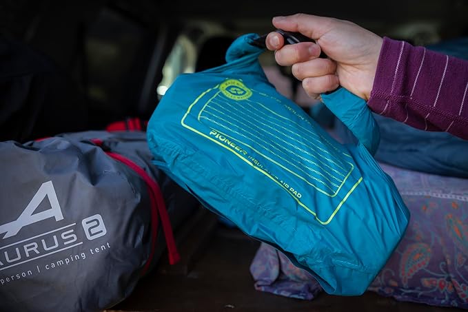 ALPS Mountaineering Pioneer Insulated Air Pad – Lightweight 4-Season Sleeping Pad with R-Value 6.6 Recycled Ripstop Fabric Reflective Heat Layers Pump Sack &amp Repair Kit for Camping and Backpack