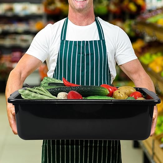 32 L Commercial Bus Tub Large Plastic Bus Box Black 4 Pack