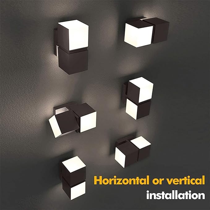 LUTEC Cuba 3000K 1100LM LED Integrated Porch Wall Light Outdoor and Indoor Bedroom LED Wall Lantern Sconce-Bronze