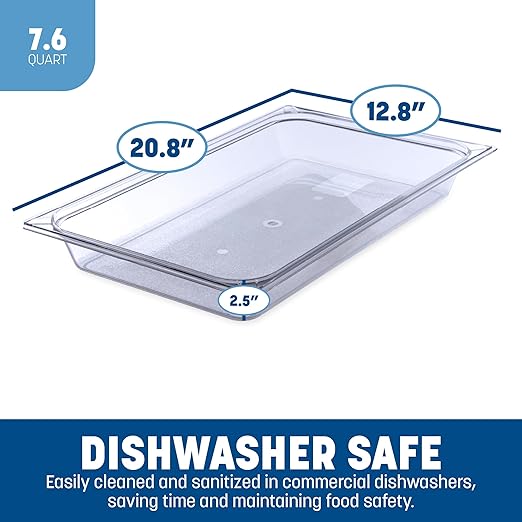 Carlisle FoodService Products Storplus Full-Size Plastic Food Pan for Catering Buffets and Restaurants Polycarbonate 2.5 Inches Deep Clear