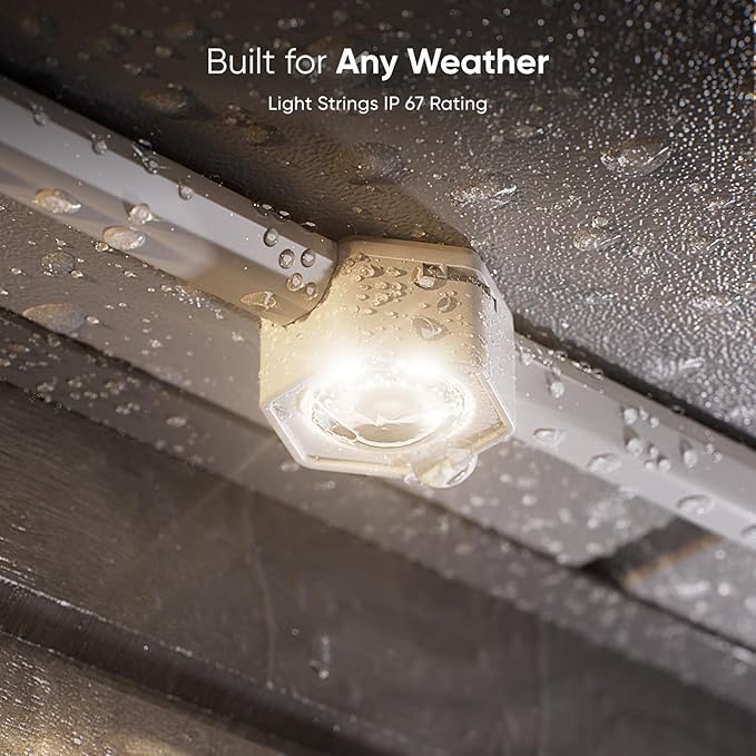 Nanoleaf Matter Permanent Outdoor Lights Smart RGBCW Outdoor String Lights for Daily &amp Accent Lighting IP67 Waterproof Compatible with Alexa Google Home Multiple Scene Modes 49ft (15m)