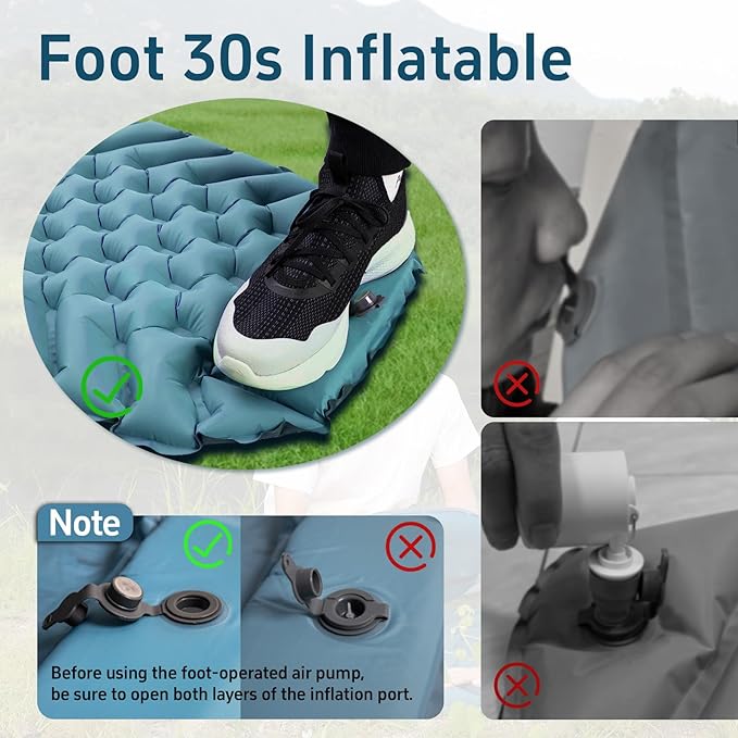 Ultralight Backpacking Sleeping Pad for Camping with Inflatable Neck Camping Pillow Lightweight Inflatable Sleeping Pad for Adults Portable for Hiking Car Travel - Durable &amp Comfortable
