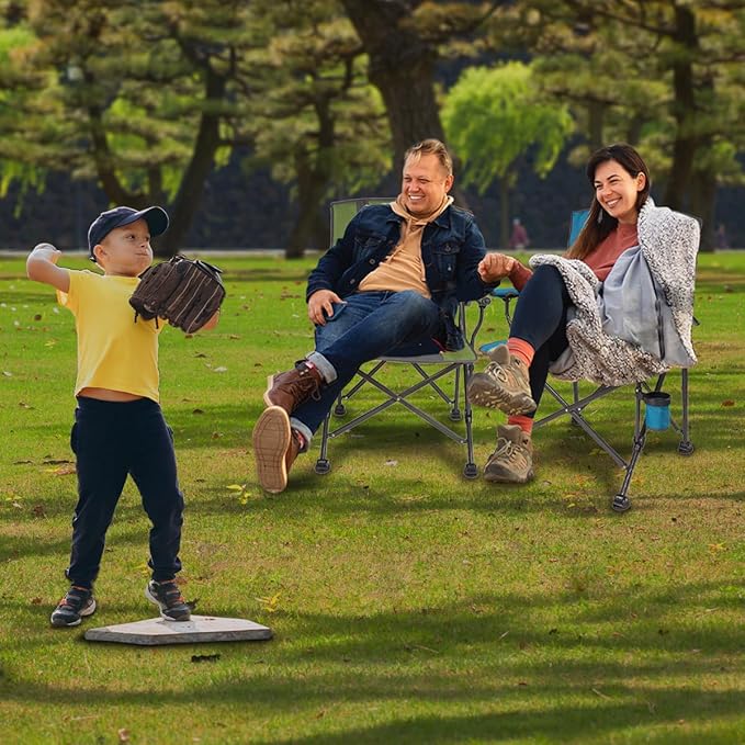 BACKYARD EXPRESSIONS PATIO · HOME · GARDEN  Metal Blue/Grey Backyard Expressions Luxury Heated Portable Chair Camping Sports and The Beach
