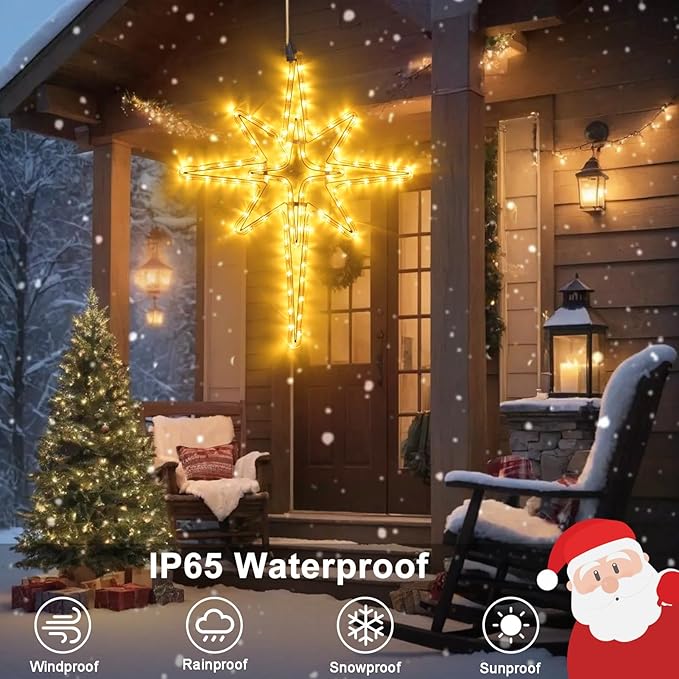 22 Bethlehem Star Outdoor Christmas Lights 90 LEDs Christmas Tree Lights Hanging Lights Mains Powered Polaris Christmas DecorationsStar of Bethlehem Lights for New Year Holiday Wedding Party Decor