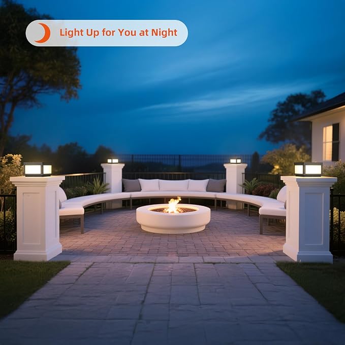 Outdoor Post Lights Hard Wired 9.8'' AC100-240V Pillar Light Outdoor Waterproof Fence Column Light Fixture Dusk to Dawn Modern 3000K LED Deck Post Cap Lamp Electric Lighting for Garden Posts