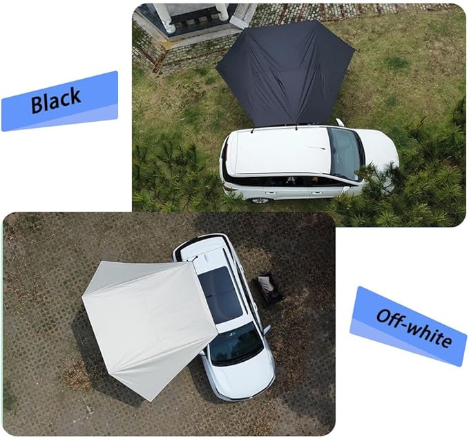 Car Side Awning Tent for VW Tiguan 2010-2025 SUV 5-Seater Oxford Fabric Camping Vehicle Side Sun Shelter Portable Tailgate ShelterBlack-2m Iron Rod Set