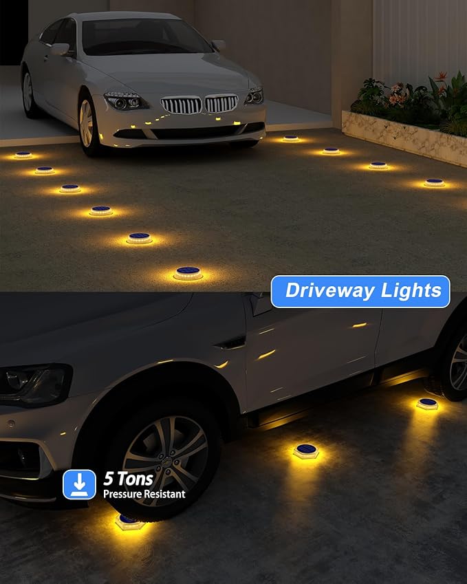 Solar Step Lights for Outside Waterproof 4 Pack Warm White Outdoor Stair Light Solar Powered Stick on Lights for Deck Dock Driveway Walkway Pathway Porch Yard Ground