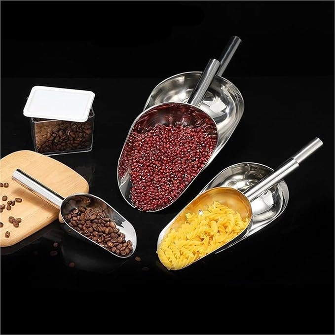 3PC Stainless Steel Scoop Set | Ice Shovel For Pet Grains | Multi-Use Commercial Kitchen Tool Rustproof