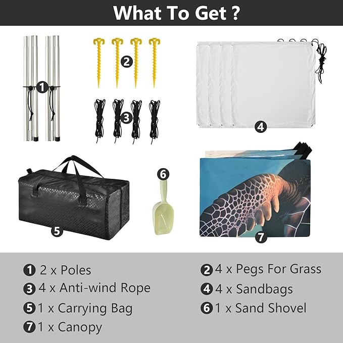 Sea TurtleCamping Sun Shelters 9.2 x 10.5 FT Beach Canopy Tent Sun Shade with Carrying Bag for Camping Trips Fishing Backyard Fun or Picnics 21341027