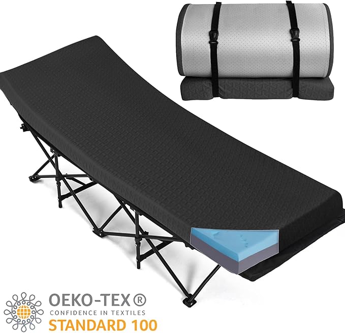Memory Foam Camping Mattress Pad 3 Inch Thick Portable Sleeping Pad with Waterproof Cover Portable Roll Up Cot Mattress Pad Floor Mat for Travel Truck Bed Tent 72 x 24x 3
