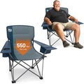 Timber Ridge Oversized Folding Camping Chair for Adults Support 550 LBS Heavy Duty Chairs with Cup Holder Side Pocket for Camping Lawn Picnic 2 Pack(Navy)