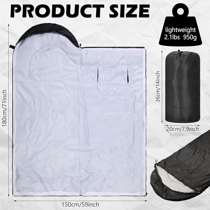 2 Pcs Wearable Sleeping Bag for Adults with Arm Reach 3 Season Warm Cool Weather Waterproof Camping Sleeping Bag for Hiking Backpacking Outdoor Travel and Hunting