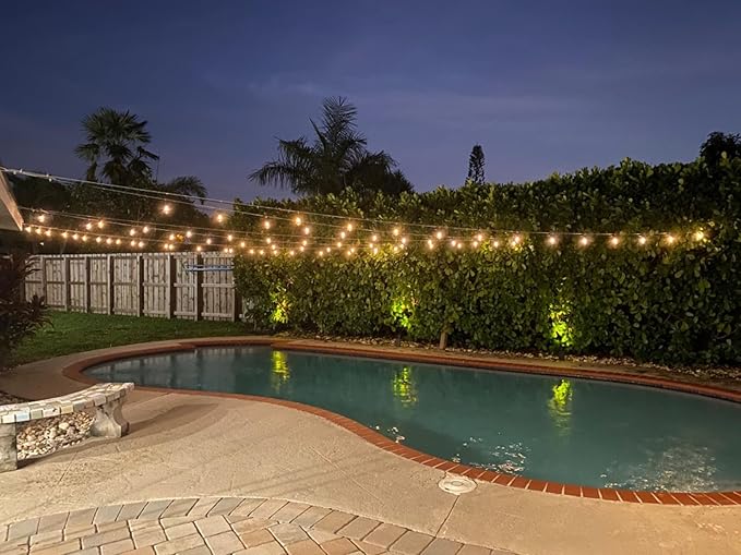 Brightech Ambience Pro Solar Powered Outdoor String Lights 48 ft Commercial Grade Waterproof Patio Lights 15 Edison Bulbs Shatterproof LED String Lights for Outside Porch - 1W Soft White